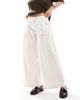 ASOS DESIGN ASOS DESIGN clean cotton cropped wide leg pants with seam detail in cream-White - 1