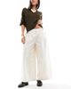 ASOS DESIGN ASOS DESIGN clean cotton cropped wide leg pants with seam detail in cream-White - 4