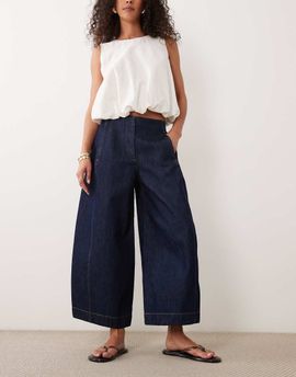 ASOS DESIGN ASOS DESIGN clean waistband barrel leg culottes in indigo-Blue