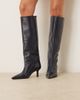 ASOS DESIGN ASOS DESIGN Cleoni premium leather pull-on knee boots in navy - 1