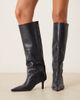 ASOS DESIGN ASOS DESIGN Cleoni premium leather pull-on knee boots in navy - 4