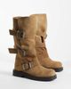 ASOS DESIGN ASOS DESIGN Clover boho buckle slouchy knee boots in taupe suede-Brown - 2