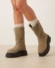 ASOS DESIGN ASOS DESIGN Coast chunky pull on boots in olive brushed suede-Green - 1