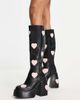ASOS DESIGN ASOS DESIGN Cobra chunky platform knee boots in black & heart print - 3
