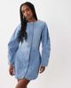 ASOS DESIGN ASOS DESIGN cocoon sleeve cinch mini dress in midwash blue - 1