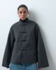 ASOS DESIGN ASOS DESIGN collarless formal jacket with frog closure trim in charcoal-Gray - 4