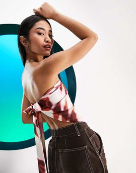 ASOS DESIGN ASOS DESIGN collection scarf top in reversible prints-Multi