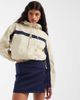 ASOS DESIGN ASOS DESIGN color block track jacket with hood in stone and navy-WHITE - 1