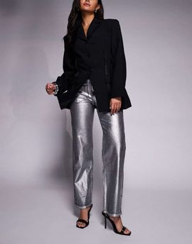 ASOS DESIGN ASOS DESIGN comfort stretch straight leg jeans in silver foil