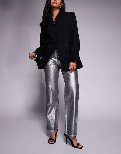ASOS DESIGN ASOS DESIGN comfort stretch straight leg jeans in silver foil