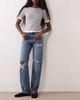 ASOS DESIGN ASOS DESIGN comfort stretch straight leg jeans with rips in mid wash blue - 1