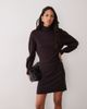 ASOS DESIGN ASOS DESIGN compact high neck knit mini dress with gold-tone button cuff in chocolate-Brown - 2