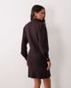 ASOS DESIGN ASOS DESIGN compact high neck knit mini dress with gold-tone button cuff in chocolate-Brown - 4