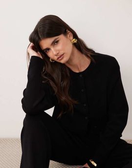 ASOS DESIGN ASOS DESIGN compact knit boxy cardigan in black - part of a set