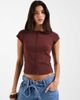 ASOS DESIGN ASOS DESIGN compact rib button through short sleeve cardigan in fig-Multi - 1