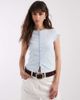 ASOS DESIGN ASOS DESIGN compact rib button up short sleeve cardigan in light blue-Multi - 1