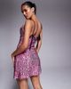 ASOS DESIGN ASOS DESIGN contrast black straps a line mini dress with cowl neck in pink sequins - 1
