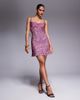 ASOS DESIGN ASOS DESIGN contrast black straps a line mini dress with cowl neck in pink sequins - 2
