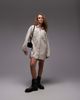 ASOS DESIGN ASOS DESIGN cord mini shirt dress with wide cuffs and oversized pockets in stone-Multi - 2