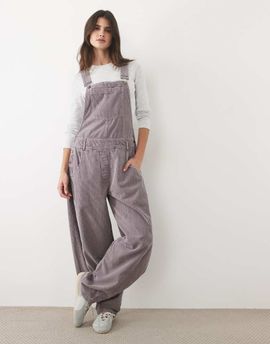 ASOS DESIGN ASOS DESIGN corduroy wide leg overalls in washed taupe-Brown