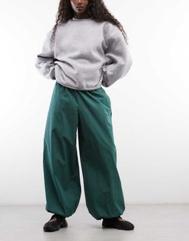 ASOS DESIGN ASOS DESIGN cotton-nylon blend pull on balloon pants in dark green