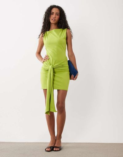 ASOS DESIGN ASOS DESIGN cotton elastane wrap mini dress-Green