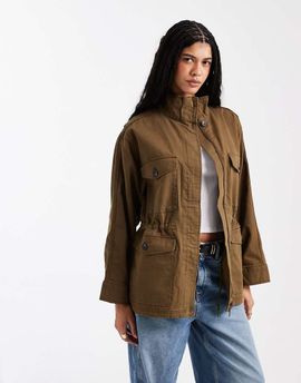 ASOS DESIGN ASOS DESIGN cotton four pocket parka jacket in khaki-Green