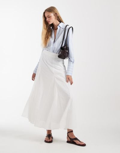 ASOS DESIGN ASOS DESIGN cotton godet maxi skirt in white