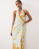 ASOS DESIGN ASOS DESIGN cotton linen halter neck wrap maxi sundress blue & yellow floral-Multi - 1