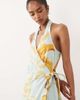 ASOS DESIGN ASOS DESIGN cotton linen halter neck wrap maxi sundress blue & yellow floral-Multi - 3