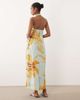 ASOS DESIGN ASOS DESIGN cotton linen halter neck wrap maxi sundress blue & yellow floral-Multi - 4