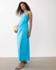 ASOS DESIGN ASOS DESIGN cotton linen halter neck wrap maxi sundress in turquoise-Blue - 1