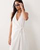ASOS DESIGN ASOS DESIGN cotton linen halterneck wrap maxi sundress in cream-White - 3