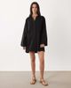 ASOS DESIGN ASOS DESIGN cotton linen mini shirt dress with wide cuffs and oversized pockets in black - 1