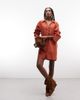 ASOS DESIGN ASOS DESIGN cotton linen mini shirt dress with wide cuffs and oversized pockets in rust-Red - 2