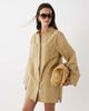 ASOS DESIGN ASOS DESIGN cotton linen mini shirt dress with wide cuffs and oversized pockets in stone-Neutral - 1