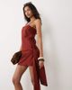 ASOS DESIGN ASOS DESIGN cotton linen sarong wrap mini sundress in rust-Brown - 1