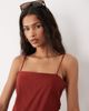 ASOS DESIGN ASOS DESIGN cotton linen sarong wrap mini sundress in rust-Brown - 2