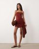 ASOS DESIGN ASOS DESIGN cotton linen sarong wrap mini sundress in rust-Brown - 3