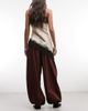 ASOS DESIGN ASOS DESIGN cotton nylon blend pull-on balloon pants in brown - 3