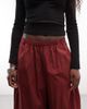 ASOS DESIGN ASOS DESIGN cotton nylon blend pull on balloon pants in burgundy-Red - 3