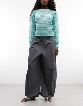 ASOS DESIGN ASOS DESIGN cotton nylon blend pull on balloon pants in charcoal-Gray