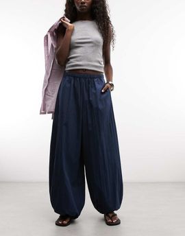 ASOS DESIGN ASOS DESIGN cotton nylon blend pull on balloon pants in navy