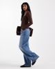ASOS DESIGN ASOS DESIGN cotton rib knit button down square neck top with lace trim in chocolate-Brown - 3