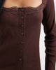 ASOS DESIGN ASOS DESIGN cotton rib knit button down square neck top with lace trim in chocolate-Brown - 4