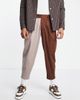 ASOS DESIGN ASOS DESIGN cotton splice extreme balloon smart pants in tonal brown - 1