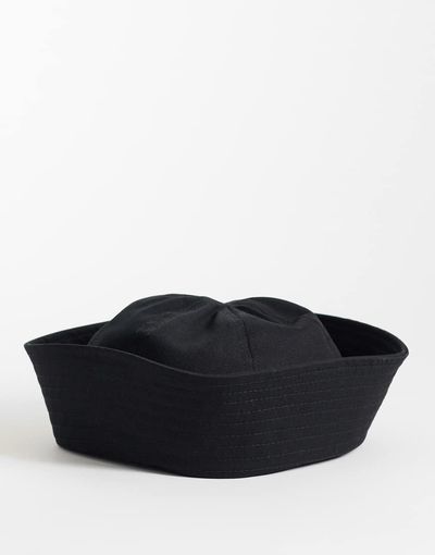 ASOS DESIGN ASOS DESIGN cotton turn back boater hat in black