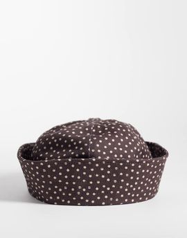 ASOS DESIGN ASOS DESIGN cotton turn back boater hat in brown polka dot print-Multi