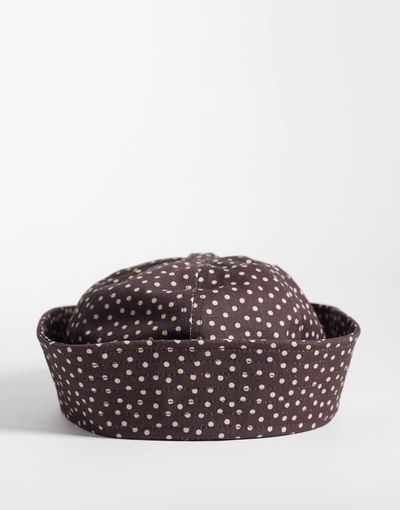 ASOS DESIGN ASOS DESIGN cotton turn back boater hat in brown polka dot print-Multi