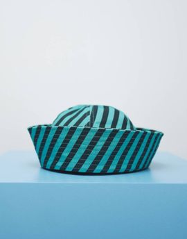 ASOS DESIGN ASOS DESIGN cotton turn back boater hat in green stripe